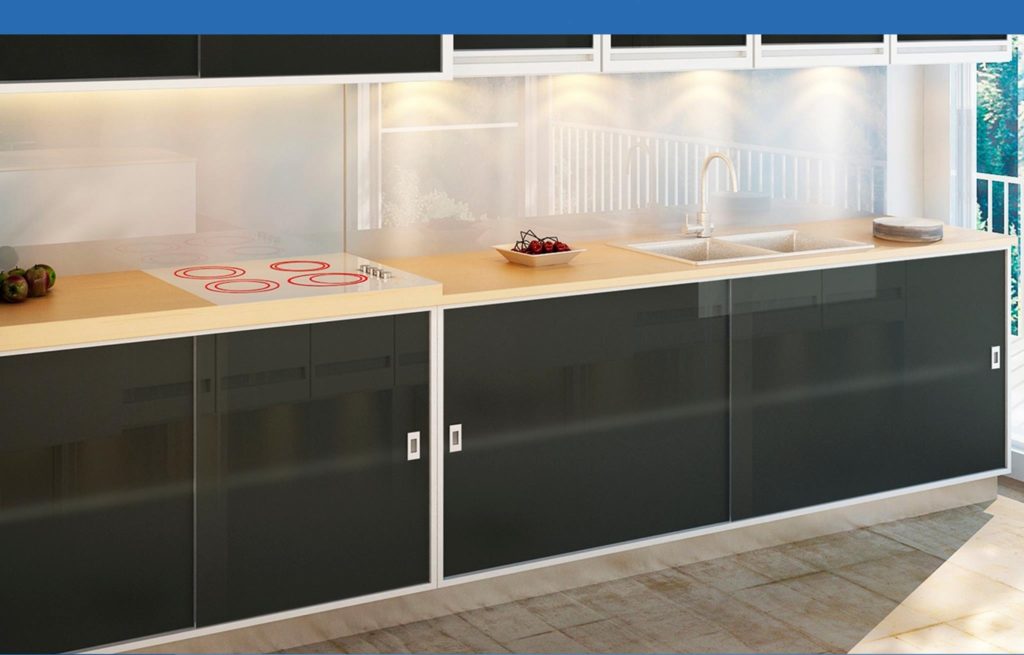 Modelo de armário de cozinha de vidro preto - modelo 1